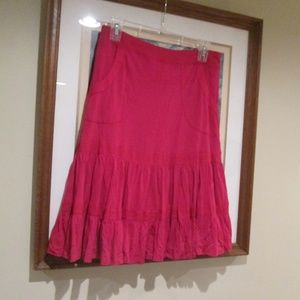 Free People Red knit Pull-on Ruffle Skirt